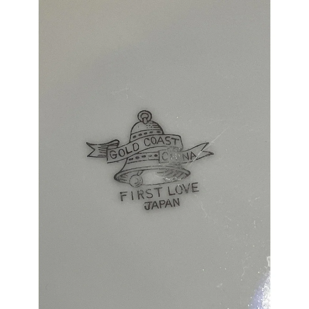 Gold Coast China First Love Square Salad Plate White Rose Silver Trim Japan 7.5